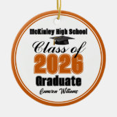 Personalized Orange Class of 2026 Graduation Photo Keramisch Ornament (Voorkant)