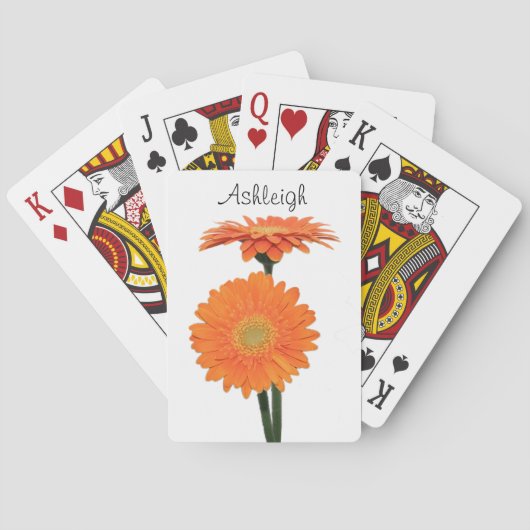 Personalized Orange Gerbera Daisies Playing Cards Speelkaarten (Achterkant)