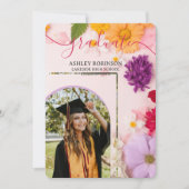 Personalized Orange Nature Floral Graduation Party Kaart (Voorkant)