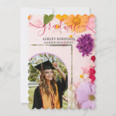 Personalized Orange Nature Floral Graduation Party Kaart (Voorkant)