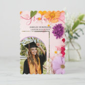 Personalized Orange Nature Floral Graduation Party Kaart (Staand voorkant)