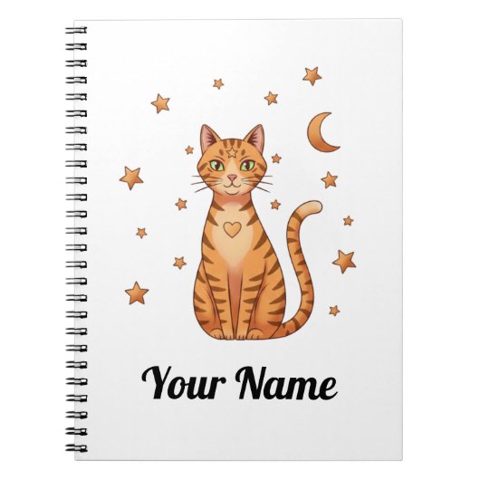 Personalized Orange Tabby Cat Notebook Notitieboek (Voorkant)