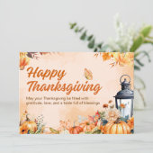 Personalized Orange Watercolor Happy Thanksgiving  Feestdagenkaart (Staand voorkant)