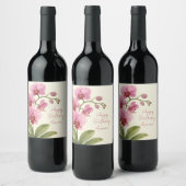 Personalized Orchid Floral Wine Label Wijn Etiket (Flessen)