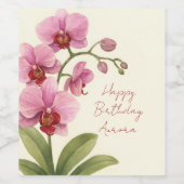 Personalized Orchid Floral Wine Label Wijn Etiket (Enkel label)
