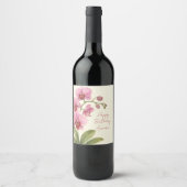 Personalized Orchid Floral Wine Label Wijn Etiket (Voorkant)