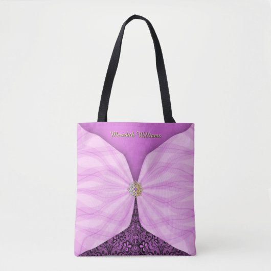 Personalized Orchid Pink Jewel Textile Illusion Tote Bag (Voorkant)