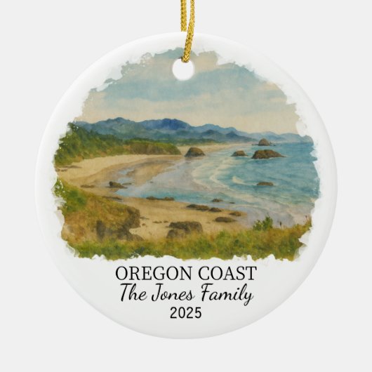 Personalized Oregon Coast Ornament, Oregon Keramisch Ornament (Voorkant)