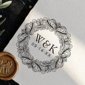 Personalized Ornate Wreath Wedding Monogram & Date Rubberstempel