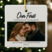 Personalized Our First Christmas Engaged Keramisch Ornament