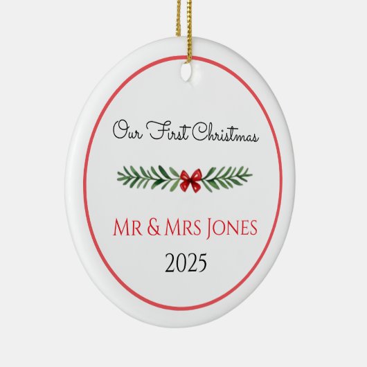 Personalized Our First Christmas Greenery Ornament (Rechts)