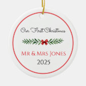 Personalized Our First Christmas Greenery Ornament (Voorkant)