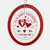 Personalized "Our First Valentine" Mr. & Ms.  Keramisch Ornament (Links)