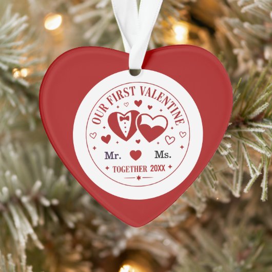 Personalized "Our First Valentine" Mr. & Ms.  Ornament (Boom)