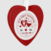 Personalized "Our First Valentine" Mr. & Ms.  Ornament (voorkant)