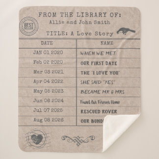 Personalized "Our Love Story" Library Card Sherpa Deken