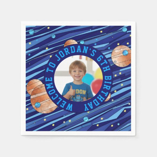 Personalized Outer Space Galaxy Birthday Servet (Voorkant)