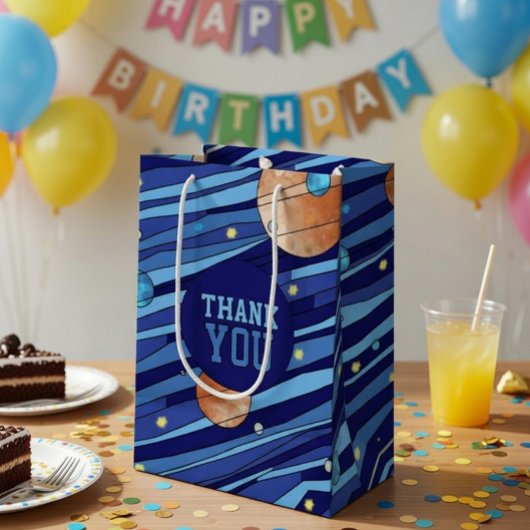 Personalized Outer Space Galaxy Birthday THANK YOU Medium Cadeauzakje