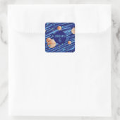 Personalized Outer Space Galaxy Birthday Vierkante Sticker (Tas)