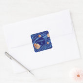 Personalized Outer Space Galaxy Birthday Vierkante Sticker (Envelop)