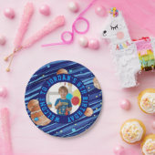 Personalized Outer Space Galaxy Photo Birthday  Papieren Bordje (Feest)