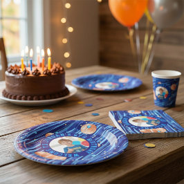 Personalized Outer Space Galaxy Photo Birthday  Papieren Bordje