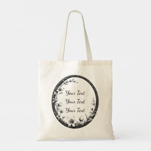 Personalized Oval Floral Frame Tote Tote Bag (Achterkant)
