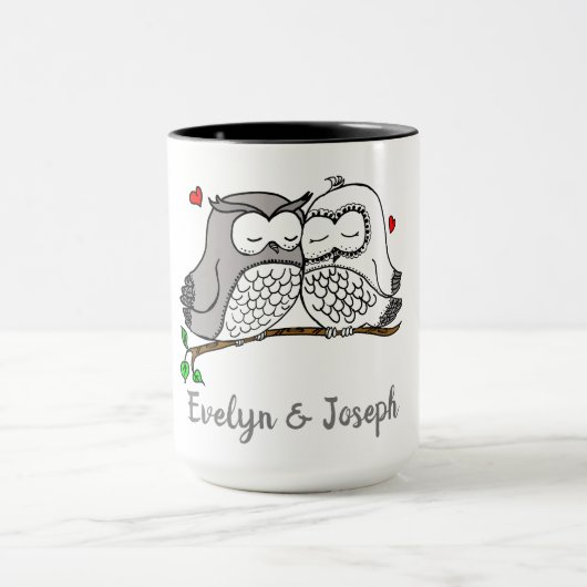 Personalized Owls Love Mok (Midden)