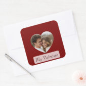 Personalized Own Couple Photo Love Sticker/Label  Vierkante Sticker (Envelop)