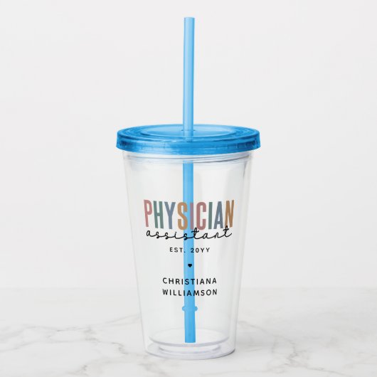 Personalized PA Physician Assistant Afstuderen Acryl Drinkbeker (Voorkant)