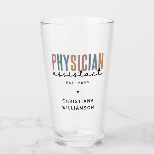Personalized PA Physician Assistant Afstuderen Glas (Voorkant)