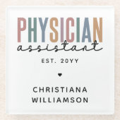 Personalized PA Physician Assistant Afstuderen Glazen Onderzetter (Voorkant)