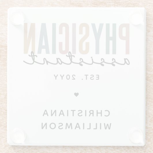 Personalized PA Physician Assistant Afstuderen Glazen Onderzetter (Achterkant)