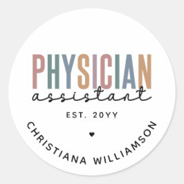 Personalized PA Physician Assistant Afstuderen Ronde Sticker