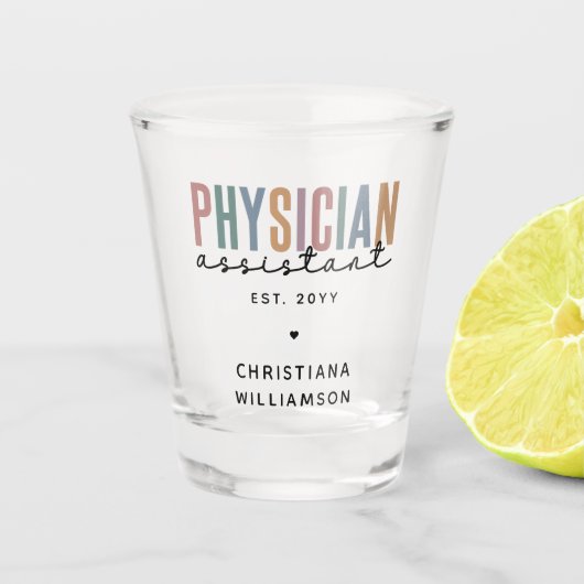 Personalized PA Physician Assistant Afstuderen Shot Glas (Voorkant)