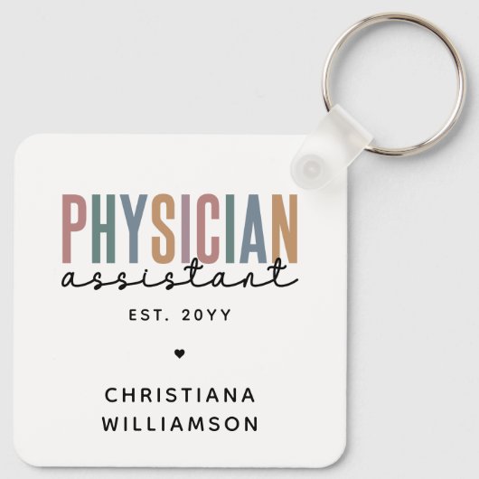 Personalized PA Physician Assistant Afstuderen Sleutelhanger (Achterkant)