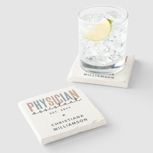 Personalized PA Physician Assistant Afstuderen Stenen Onderzetter (Zijkant)