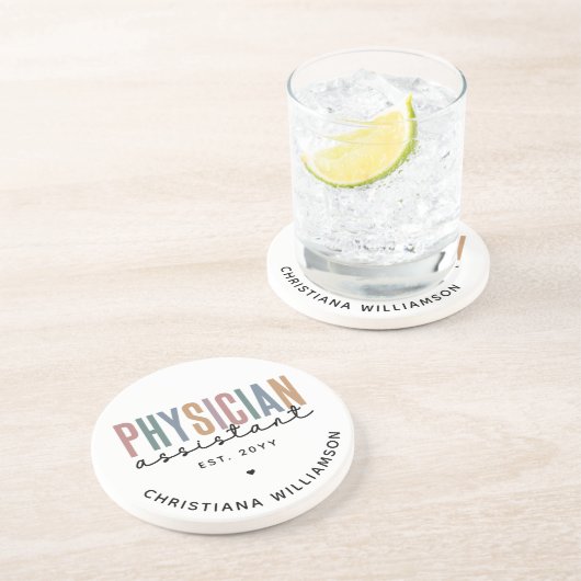 Personalized PA Physician Assistant Afstuderen Zandsteen Onderzetter (Zijkant)
