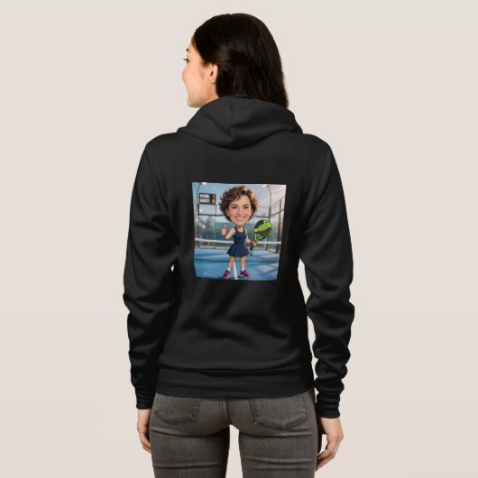 Personalized Paddle/Pickleball Caricature   Hoodie (Achterkant volledig)