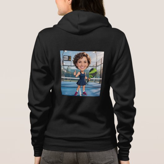 Personalized Paddle/Pickleball Caricature   Hoodie (Achterkant)
