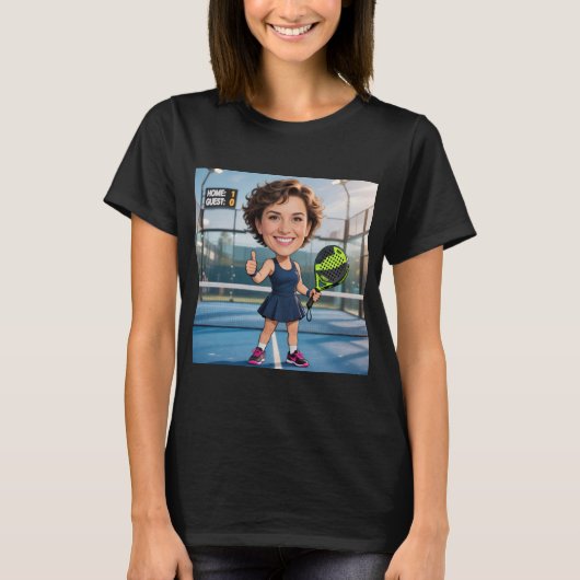 Personalized Paddle/Pickleball Caricature   T-shirt (Voorkant)
