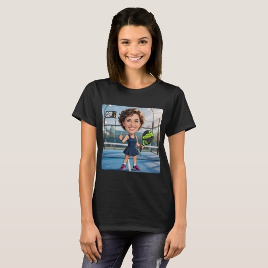 Personalized Paddle/Pickleball Caricature   T-shirt (Voorkant volledig)