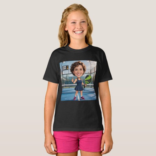 Personalized Paddle/Pickleball Caricature   T-shirt (Voorkant volledig)