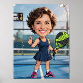 Personalized Paddle/Pickleball Star Caricature Art Poster (Voorkant)