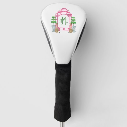 Personalized Pagoda Monogram golf head cover (Voorkant)