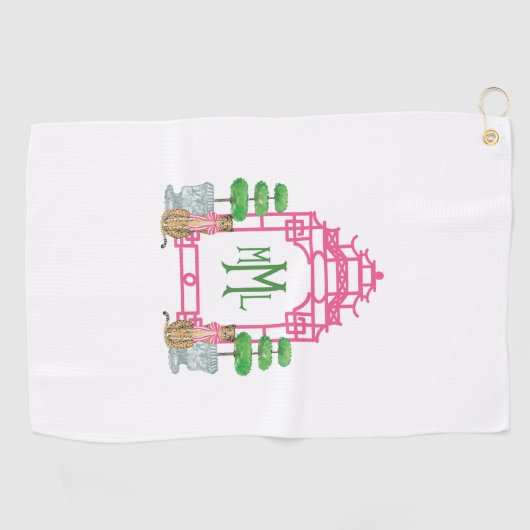 Personalized Pagoda Monogram iPhone 16 tough case Golfhanddoek (Horizontaal)