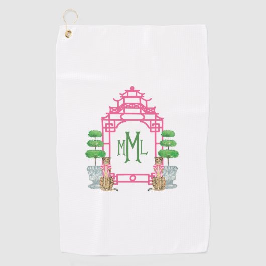 Personalized Pagoda Monogram iPhone 16 tough case Golfhanddoek (Voorkant)