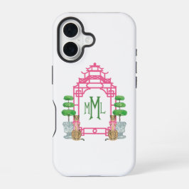 Personalized Pagoda Monogram iPhone 16 tough case Hoesje