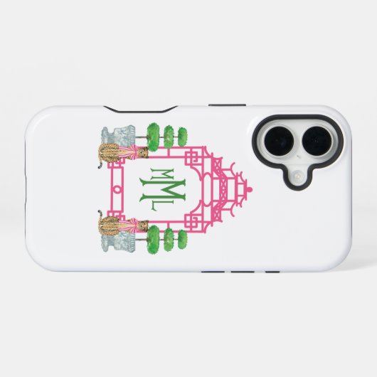 Personalized Pagoda Monogram iPhone 16 tough case iPhone 16 Hoesje (Achterkant horizontaal)