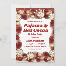 Personalized Pajama & Hot Cocoa Christmas Party Kaart